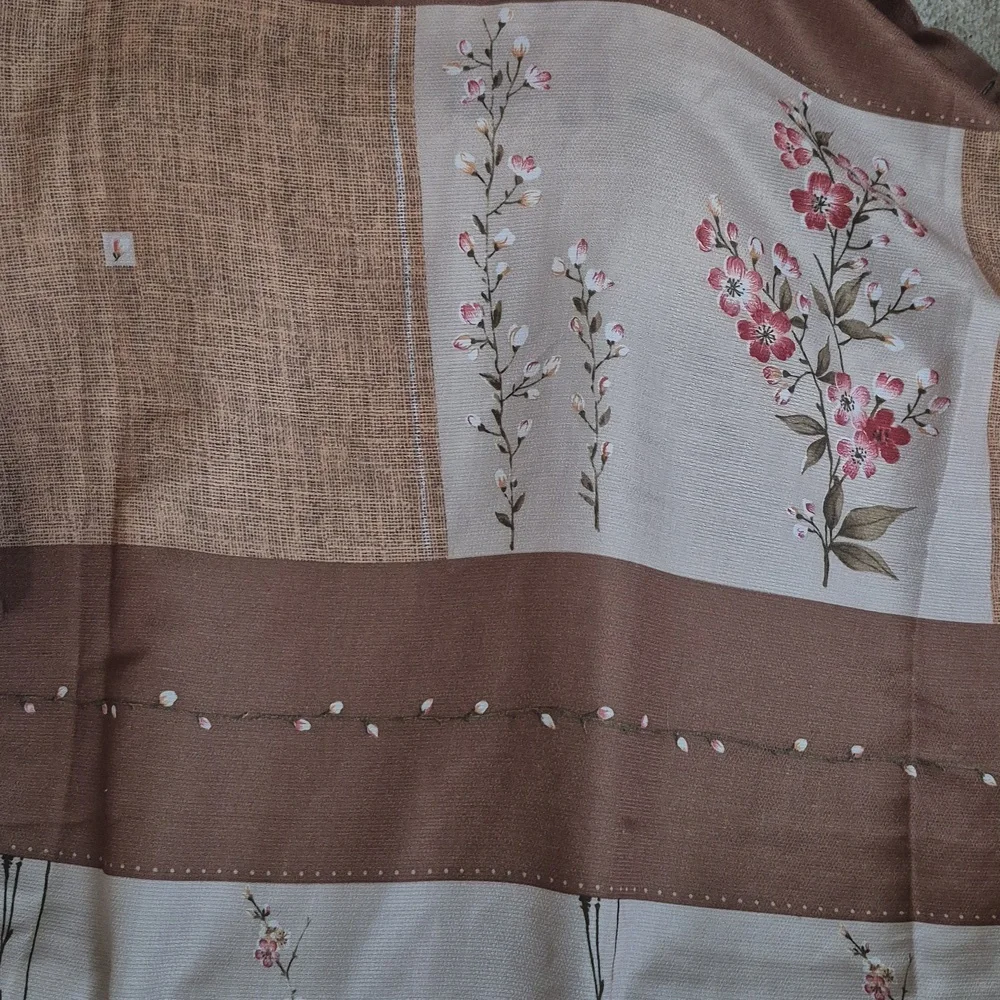 Tan Pink Floral Shower Curtain